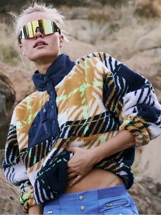 FP Movement by Free People Jackets & Blazers - FP Movement by Free People Hit the Slopes Printed Sherpa Jacket